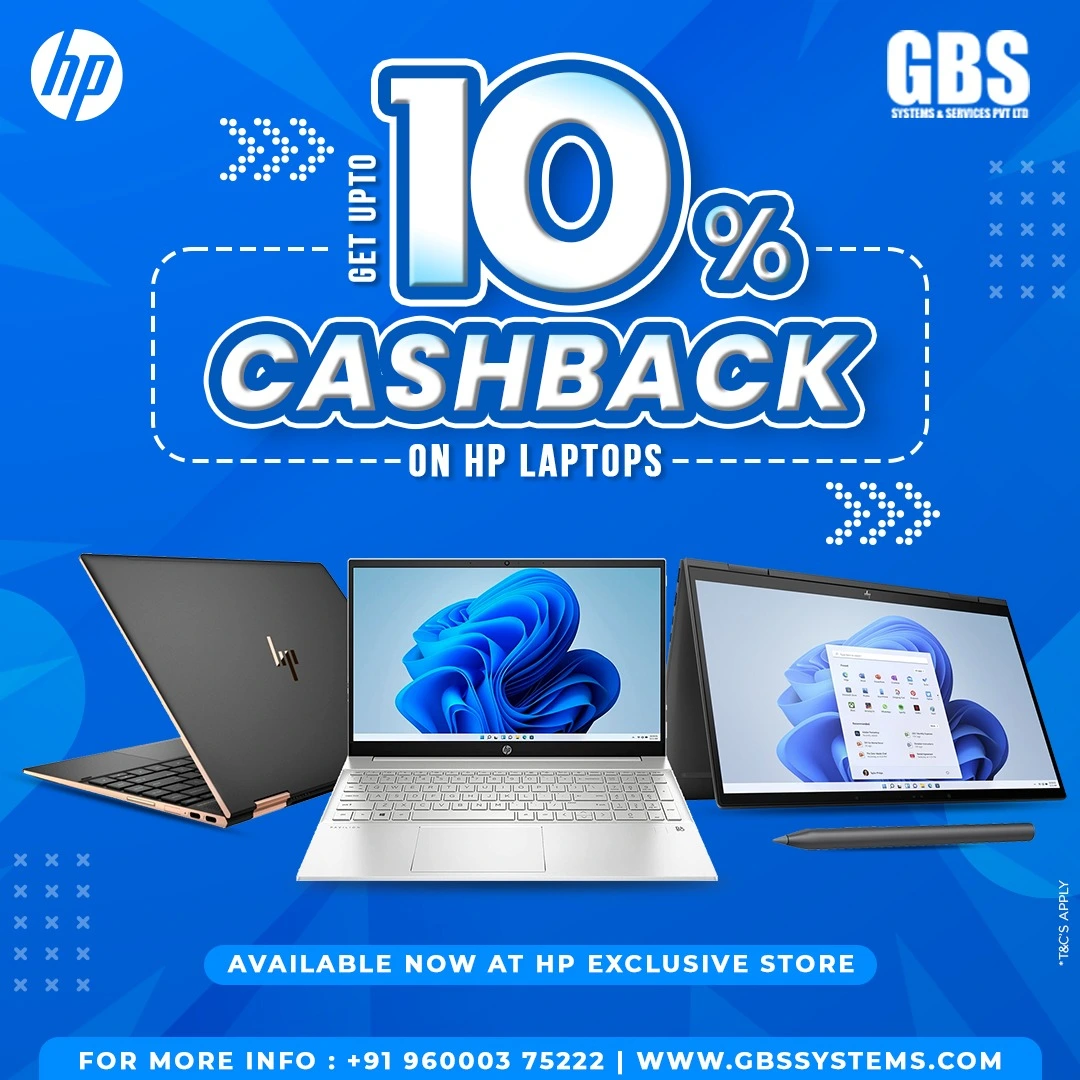 Get up to 10% cashback on HP laptops